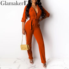 Load image into Gallery viewer, Glamaker Sexy bandage buttons knitted jumpsuit Elegant bodycon office wear jumpsuits &amp; rompers Slim party jumpsuit women blazer