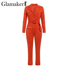 Load image into Gallery viewer, Glamaker Sexy bandage buttons knitted jumpsuit Elegant bodycon office wear jumpsuits &amp; rompers Slim party jumpsuit women blazer