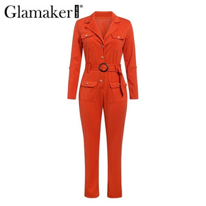 Glamaker Sexy bandage buttons knitted jumpsuit Elegant bodycon office wear jumpsuits & rompers Slim party jumpsuit women blazer